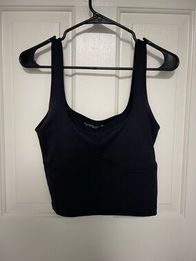 Abercrombie & Fitch Black Scoop Crop Tank with Bust Line Detail